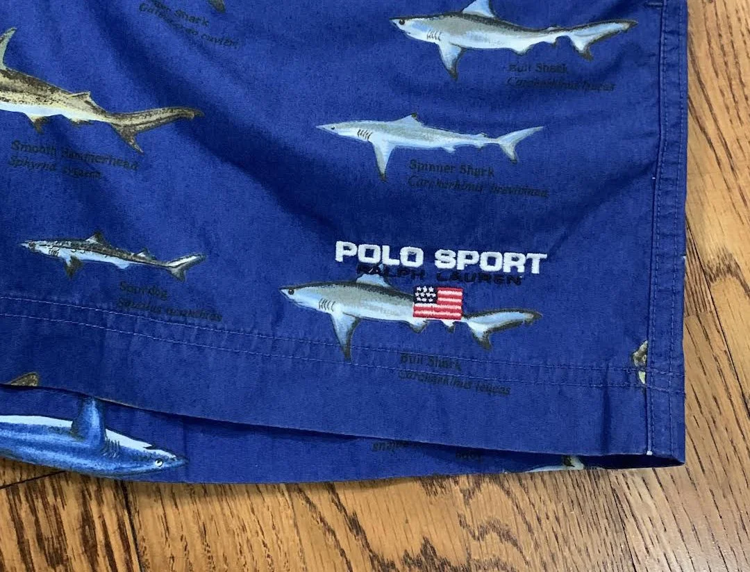 希少！POLO SPORT スイム　ショーツ　シャーク柄　サメ柄 アーカイブ Vintage Polo Sport Ralph Lauren Shark Print Swimming Trunks (Size